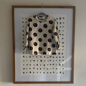 Kids Long Sleeve Smiley Face Shirt - Black on Cream